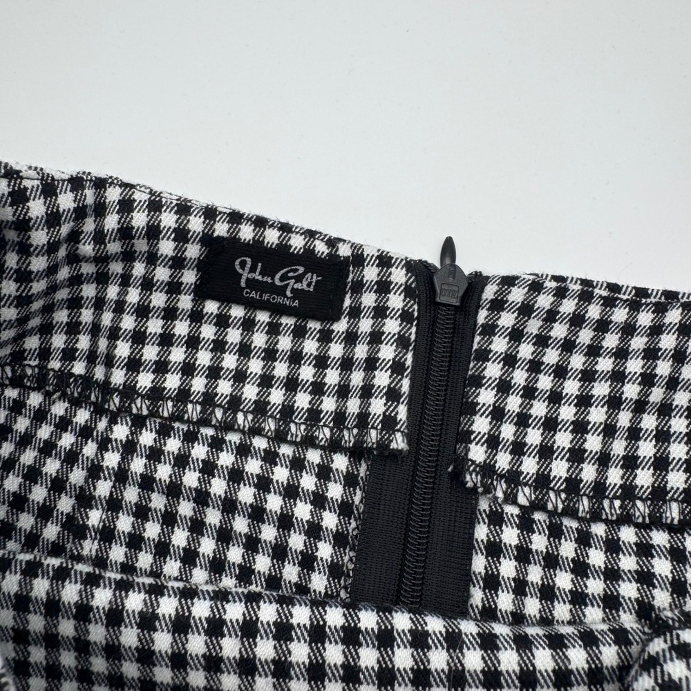 John Galt Brandy Melville Black White Gingham Mini Skirt Slit High Waist XS S - Picture 3 of 4